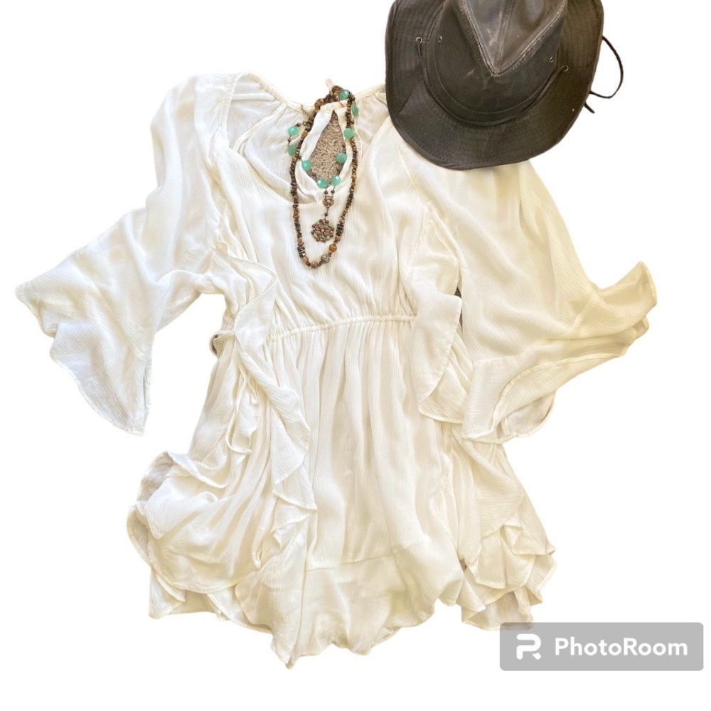 Free People Ivory Gauze Mini Dress